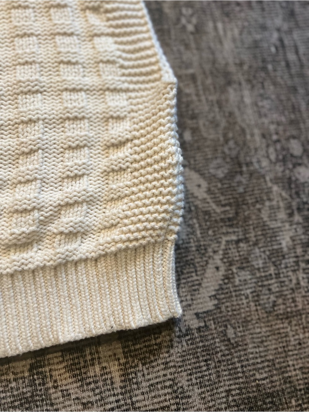 Madewell Cream Basket-Weave Knit Sweater Vest — Size L - Picture 2 of 10
